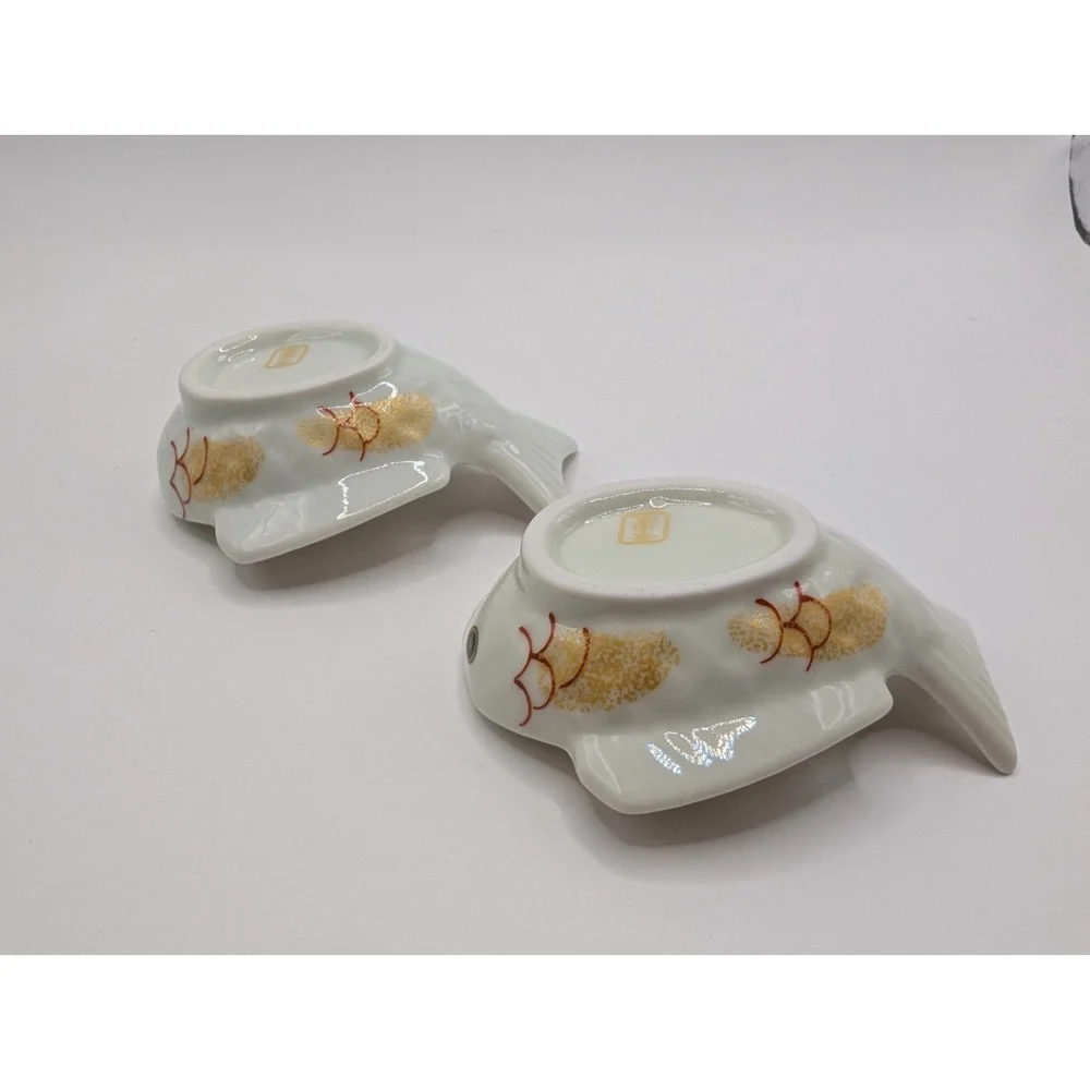 Arita Ware Koraku Kiln Japanese Sea Bream Tai Fish Small Dipping Sauce Plates 2